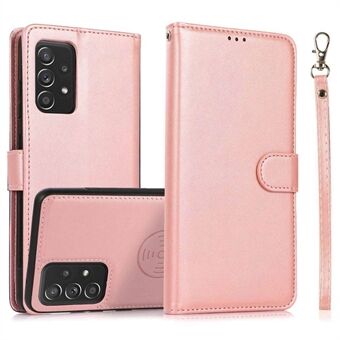 For Samsung Galaxy A53 5G Detachable Leather Coated TPU Case PU Leather Stand Wallet Phone Cover with Wrist Strap