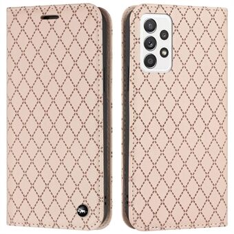 For Samsung Galaxy A53 5G Protective Case Embossed Rhombus Pattern Folio Flip Cover with Wallet Litchi Texture PU Leather Stand Case RFID Blocking Phone Cover