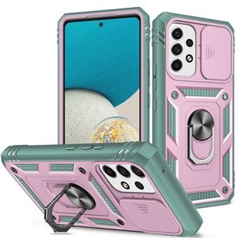 For Samsung Galaxy A53 5G Camera Sliding Door Design Phone Case Hard PC Soft TPU Defender Kickstand Cover with Card Slot