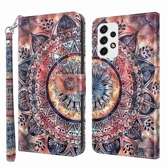For Samsung Galaxy A53 5G 3D Anti-scratch Pattern Printing Phone Case PU Leather Magnetic Clasp Wallet Stand Flip Cover with Strap