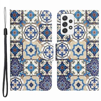 Stand Wallet Case for Samsung Galaxy A53 5G, Cross Texture PU Leather Pattern Printing Folio Flip Phone Cover