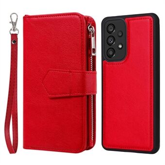 KT Multi-functional Series-4 for Samsung Galaxy A53 5G Detachable PU Leather Wallet Stand Case Zipper Pocket Phone Cover