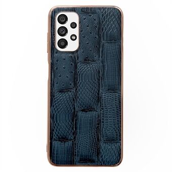 For Samsung Galaxy A53 5G Phone Case Nano Electroplating Mahjong Texture Cell Phone Back Cover Genuine Cowhide Leather+PC+TPU Cell Phone Cover