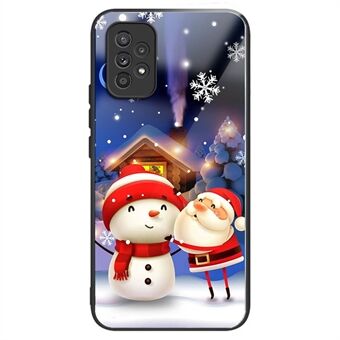 For Samsung Galaxy A53 5G TPU + Tempered Glass Protective Cover Christmas Pattern Printing Phone Shockproof Case