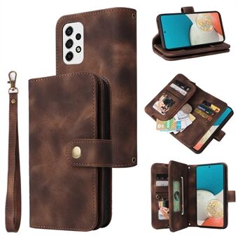 Multifunctional Phone Case for Samsung Galaxy A53 5G , Leather Zipper Pocket Flip Wallet Cover with Straps