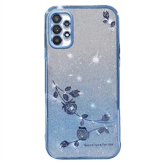 For Samsung Galaxy A53 5G Gradient Glitter TPU Cover Flower Rhinestone Decor Anti-drop Phone Case