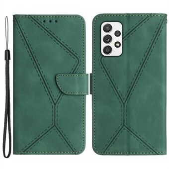 HT05 Phone Flip Case for Samsung Galaxy A53 5G Leather Cover Skin-touch Wallet Shell with Strap
