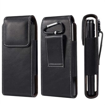For Samsung Galaxy Z Fold4 5G / Z Fold3 5G / Huawei Mate X Textured Microfiber Leather Belt Loop Waist Bag Vertical Flip Cellphone Holster Case