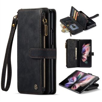 CASEME C30 Series For Samsung Galaxy Z Fold4 5G Zipper Pocket Wallet PU Leather 5 Card Slots Stand Cell Phone Cover