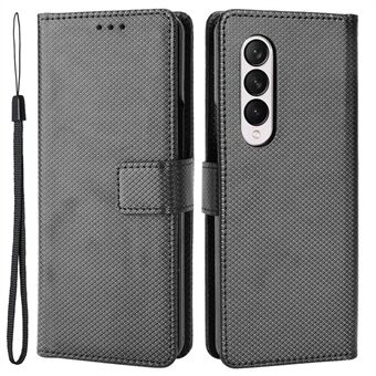 For Samsung Galaxy Z Fold4 5G Wallet Phone Case Diamond Texture Stand PU Leather Protective Folio Flip Cover
