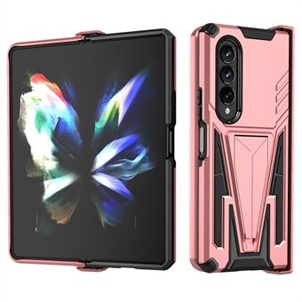 For Samsung Galaxy Z Fold4 5G PC+TPU V-shaped Kickstand Design Anti-scratch Shockproof Phone Case with Hinge