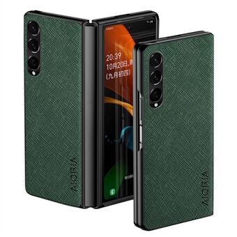 AIORIA Phone Case For Samsung Galaxy Z Fold4 5G Ultra Slim Phone Back Cover Cross Texture PU Leather Coating PC Scratch-resistant Phone Shell