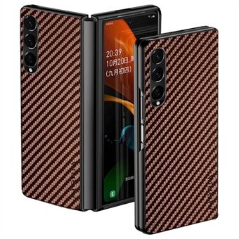 AIORIA for Samsung Galaxy Z Fold4 5G Anti-scratch Phone Case Carbon Fiber Texture Anti-drop PU Leather +PC Mobile Phone Cover