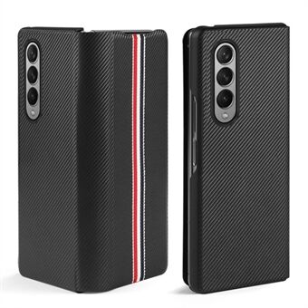For Samsung Galaxy Z Fold4 5G Folding Phone Case Carbon Fiber Printed Genuine Leather Anti-scratch Phone Cover
