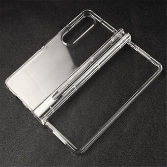 For Samsung Galaxy Z Fold4 5G Transparent Folding Phone Case Wear-resistant Anti-fall Cover with Pen Holder