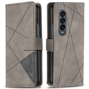 BINFEN COLOR For Samsung Galaxy Z Fold4 5G Wallet Stand Phone Case PU Leather Imprinted Geometric Pattern Folio Flip Cover