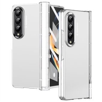For Samsung Galaxy Z Fold4 5G Anti-drop Folding Phone Case Full Protection Hinge Hard PC Phone Cover with Two Plating Lens Circles