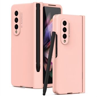 For Samsung Galaxy Z Fold4 5G Pen Slot Hinge Hard PC Cover Precise Cutout Lens Protection Phone Case with Stylus Pen/Tempered Glass Film