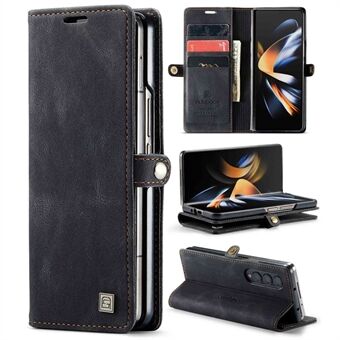 AUTSPACE A01 Series Phone Case for Samsung Galaxy Z Fold4 5G PU Leather Protective Case Magnetic Closure Vintage Matte Wallet Stand Cover
