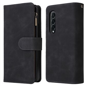 For Samsung Galaxy Z Fold4 5G Multiple Card Slots Zipper Pocket PU Leather Phone Stand Case Magnetic Clasp Wallet Cover