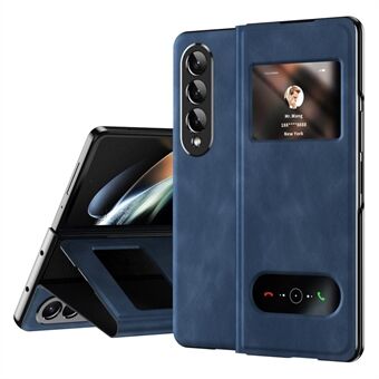 For Samsung Galaxy Z Fold4 5G View Window Design Folding Phone Protective Cover Nappa Texture PU Leather + PC Drop Resistant Case with Stand