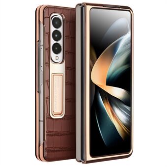 QIALINO Electroplating Phone Case for Samsung Galaxy Z Fold4 5G Shockproof Hard PC Cover Anti-Drop View Window Phone Case with Tempered Glass Film