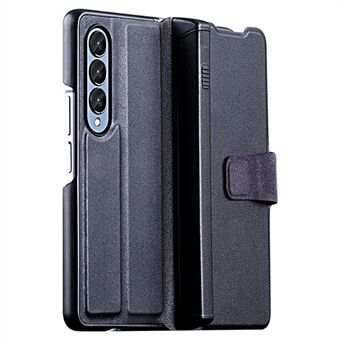 For Samsung Galaxy Z Fold4 5G PU Leather Phone Case with Magnetic Pen Holder Stand Card Slot Cover - Black