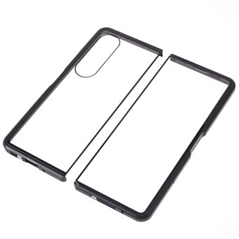 For Samsung Galaxy Z Fold4 5G Phone Case Magnetic Adsorption Metal Frame + Tempered Glass Clear Phone Cover