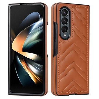 For Samsung Galaxy Z Fold4 5G PU Leather + PC Phone Case V-Shape Stitching Shockproof Folding Cover