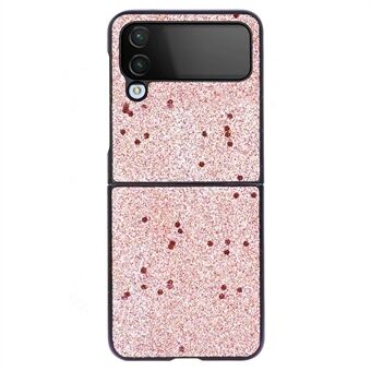 For Samsung Galaxy Z Flip4 5G Glitter Skin Protective Cover PU Leather Coated PC Anti-Slip Shockproof Protective Phone Case