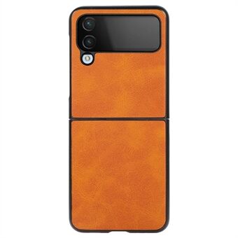 For Samsung Galaxy Z Flip4 5G Back Cover Textured Leather Hard PC Back+Soft TPU Frame Shockproof Phone Shell