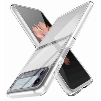 For Samsung Galaxy Z Flip4 5G Transparent Soft TPU Frame + Hard PC Back Cover Anti-fingerprint Yellow-resistant Phone Case