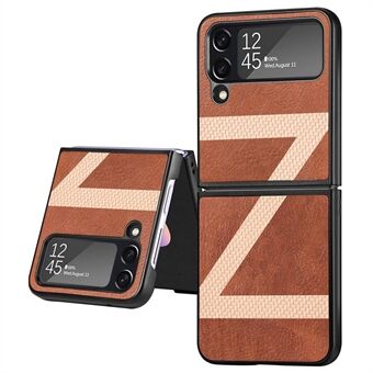 For Samsung Galaxy Z Flip4 5G Phone Case, Z Letter Splicing PU Leather Coating PC Protective Cover