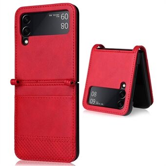 For Samsung Galaxy Z Flip4 5G Anti-fall Phone Cover Vintage Texture One-Piece Design PU Leather Coated PC Phone Case Shell with Card Slot