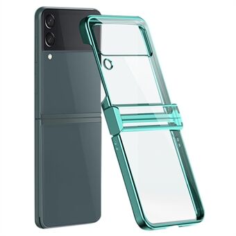 For Samsung Galaxy Z Flip4 5G Electroplating PC Phone Cover Transparent Drop-proof Folding Case with Side Hinge Protection