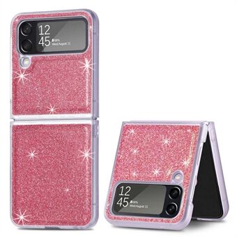 For Samsung Galaxy Z Flip4 5G Anti-drop Glitter Sequins Phone Cover PU Leather Coated PC Hard Cell Phone Case