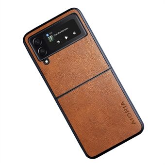 AIORIA For Samsung Galaxy Z Flip4 5G Textured PU Leather Coated PC+TPU Phone Case Anti-scratch Protective Cover
