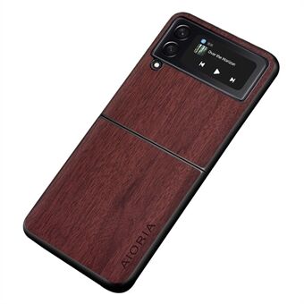 AIORIA For Samsung Galaxy Z Flip4 5G Retro Wood Texture PU Leather + PC + TPU Phone Protective Case Anti-scratch Cover