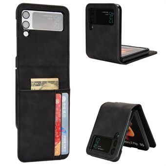 Skin-touch Phone Case for Samsung Galaxy Z Flip4 5G, Separable Design Wallet Card Holder Leather Coated PC Cover