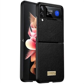 SULADA Luxury-Series Protective Back Cover For Samsung Galaxy Z Flip4 5G, Litchi Texture PU Leather Coating PC Folding Phone Case