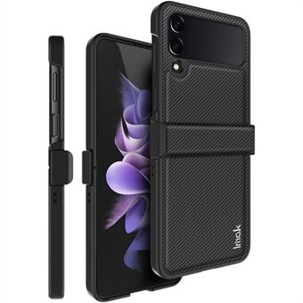 IMAK Ruiyi Series for Samsung Galaxy Z Flip4 5G Carbon Fiber Texture Leather Coated PC Case Drop-proof Phone Cover