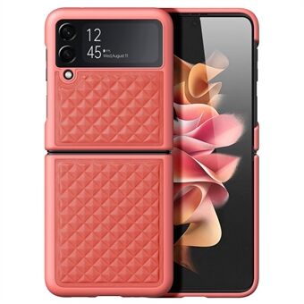 DUX DUCIS Venice Series for Samsung Galaxy Z Flip4 5G Anti-scratch Rhombic Grid Texture Case Genuine Leather Coated Hard PC Folding Back Cover