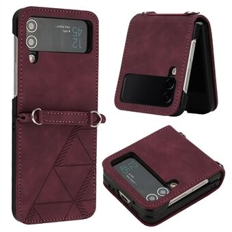 For Samsung Galaxy Z Flip4 5G YB Imprinting Series-1 Full Protection PU Leather Phone Cover Imprinted Lines Business Style Phone Case