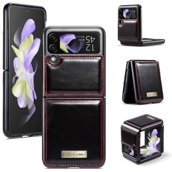 CASEME 003 Series For Samsung Galaxy Z Flip4 5G PU Leather Coated PC Folding Phone Case Waxy Texture Anti-drop Protective Cover
