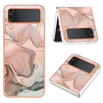 TPU Phone Case for Samsung Galaxy Z Flip4 5G Electroplating Anti-Drop Case YB IMD Series-16 Style E 2.0mm Marble Pattern IMD Back Cover