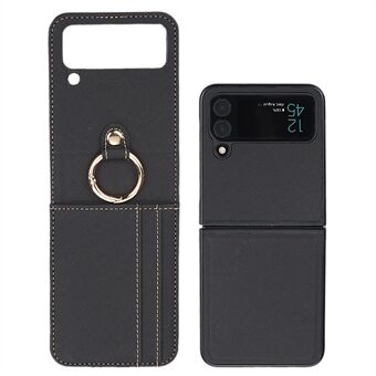 For Samsung Galaxy Z Flip4 5G Folding Cross Texture Magnetic Phone Case PU Leather+PC Cover with Card Slot