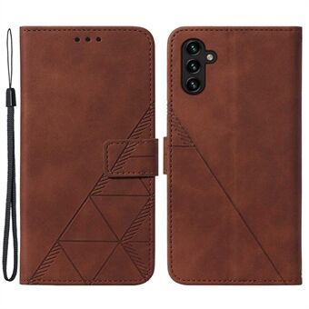 YB Imprinting Series-1 For Samsung Galaxy A14 5G Business Imprinted Lines PU Leather Shockproof Cover Phone Stand Wallet Case