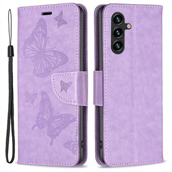 BF Imprinting Pattern Series-4 Flip Wallet Case for Samsung Galaxy A14 5G, PU Leather Imprinted Butterflies Magnetic Anti-scratch Phone Cover