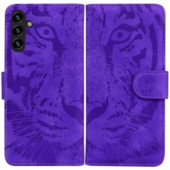 For Samsung Galaxy A14 5G Tiger Pattern Imprinted PU Leather Wallet All-round Protection Case Magnetic Clasp Phone Stand Cover