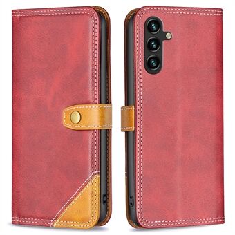 BINFEN COLOR BF Leather Series-8 for Samsung Galaxy A14 5G Cards Holder Phone Case Style 12 Bump Proof Double Stitching Lines Color Splicing Flip Leather Cover